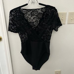 BooHoo Black Lace Bodysuit. Size 6 US